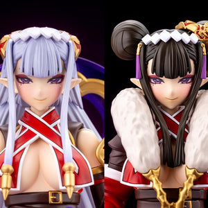 Side-by-side portrait comparison of Ornela's Wilize Mode silver hair and Normal Mode black hair buns