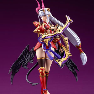 Front standing view of Ornela in Wilize Mode holding her large combined crescent blade weapon