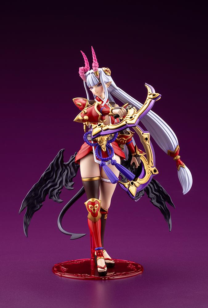 Front standing view of Ornela in Wilize Mode holding her large combined crescent blade weapon