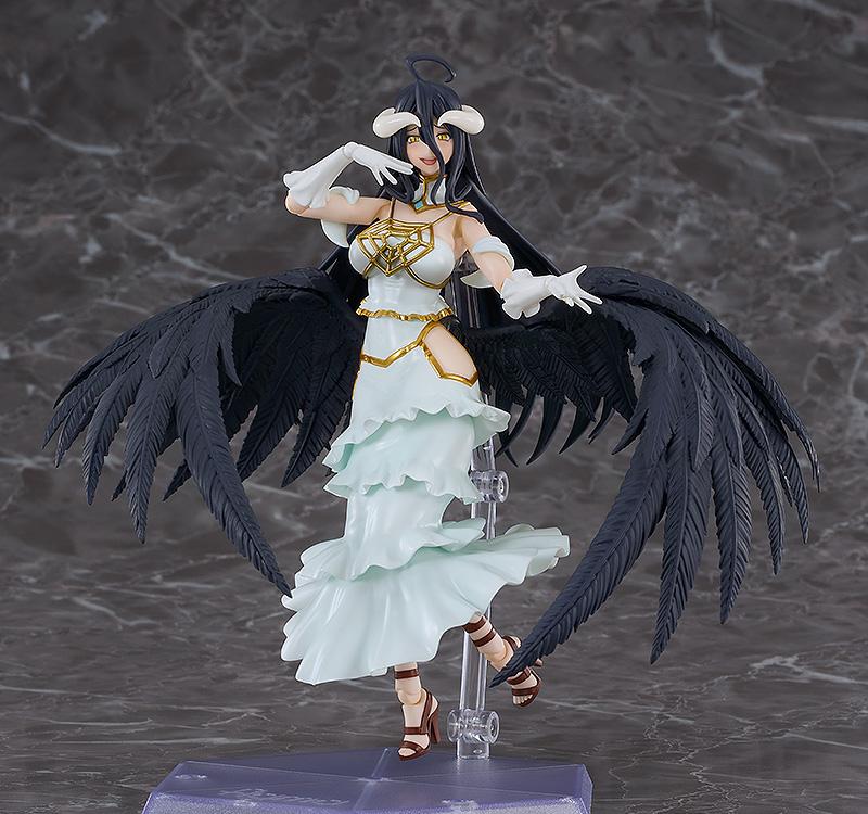 Overlord figma Albedo figure in a dynamic pose displaying her delighted facial expression.