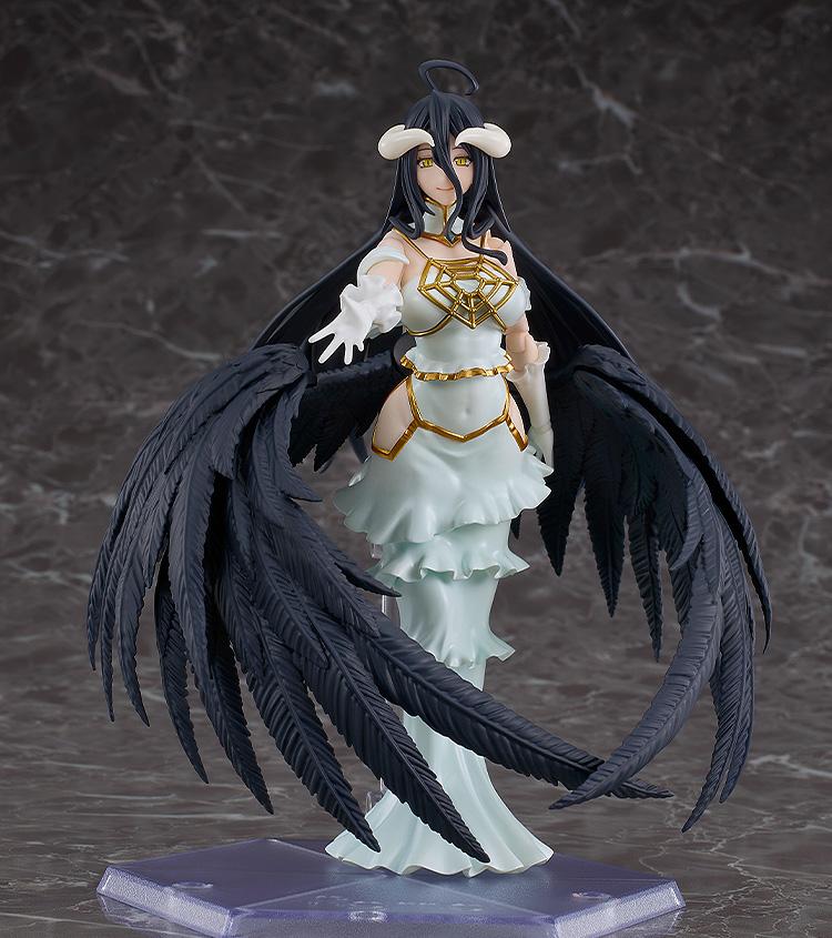 Overlord figma Albedo figure with right arm extended outward and smiling expression.