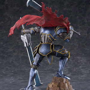 Rear view of Momon POP UP PARADE SP figure showing detailed back armor and tattered flowing red cape.