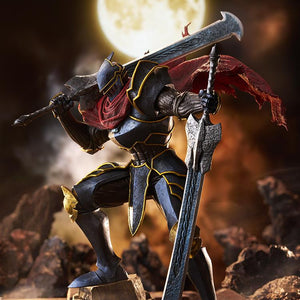 Dramatic diorama shot of Momon POP UP PARADE SP figure posed on rocky ground under a full moon.