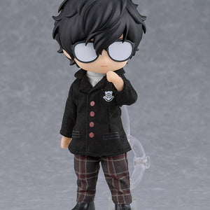 Persona 5 Royal protagonist Nendoroid Doll featuring the signature reflective white glasses effect accessory.