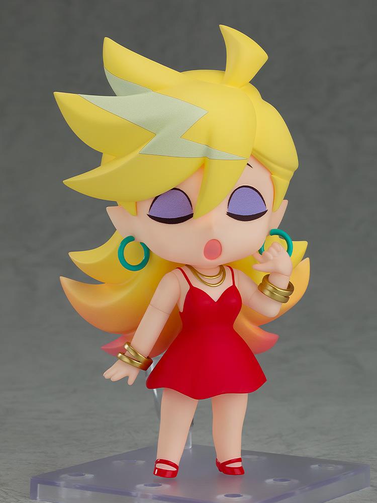 Nendoroid Panty collectible figure showcasing the closed-eyes disinterested face plate while holding a teal hoop earring.