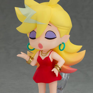 Side profile view of the Panty New Ver. Nendoroid action figure with eyes closed, purple eyeshadow, and hand on hip.