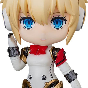 Main image of the Persona 3 Reload Nendoroid Aigis 2.0 figure, showcasing her white and gold battle armor with a neutral expression.