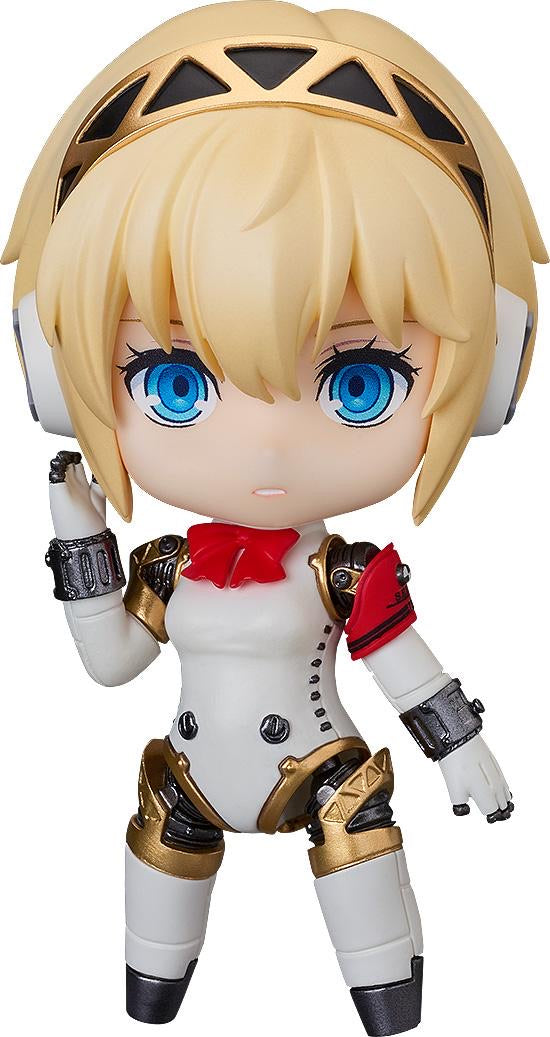 Main image of the Persona 3 Reload Nendoroid Aigis 2.0 figure, showcasing her white and gold battle armor with a neutral expression.