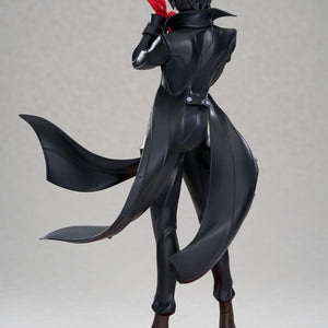 Back view of the Persona 5 Royal Joker 1/8 scale statue showcasing the long, wind-blown coat tails of his iconic black Phantom Thief outfit.