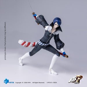 Unmasked Persona 5 Royal Fox 1/12 scale action figure in a dynamic crouching combat pose drawing his katana.