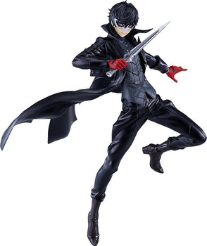 Full-length front view of the Joker Pop Up Parade L figure from Persona 5 Royal in his black Phantom Thief outfit with a dagger.