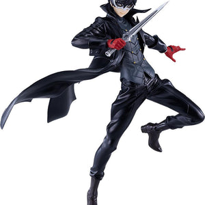 Full-length front view of the Joker Pop Up Parade L figure from Persona 5 Royal in his black Phantom Thief outfit with a dagger.