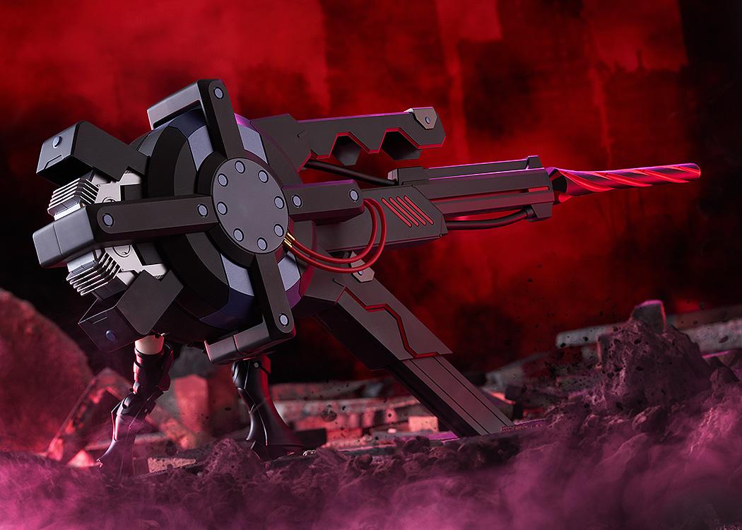 Low angle rear shot of the Black Barrel cannon set in a red misty battlefield diorama.
