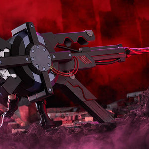 Low angle rear shot of the Black Barrel cannon set in a red misty battlefield diorama.
