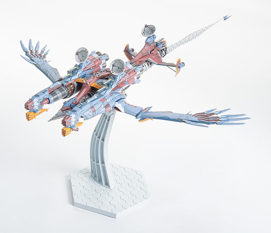 The completed AAA Wunder model kit shown level on its dedicated hexagonal display base.