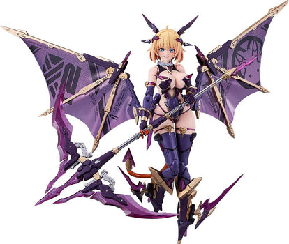 A full-body view of the PLAMAX BP-03 Sophia F. Shirring: Vampire Ver. figure standing against a white background, displaying the large purple mechanical vampire wings and scythe.