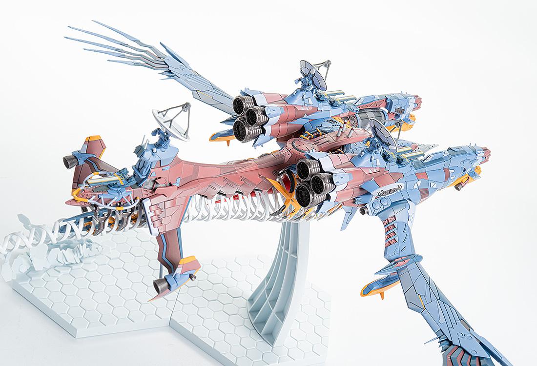 Rear view of the AAA Wunder model kit highlighting the triple thruster engine configuration and wing details.
