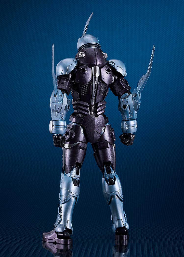 Detailed back view of the 17cm Gale Hound Guyver 01 model showing the sleek bio-mechanical armor plating and articulated joints.