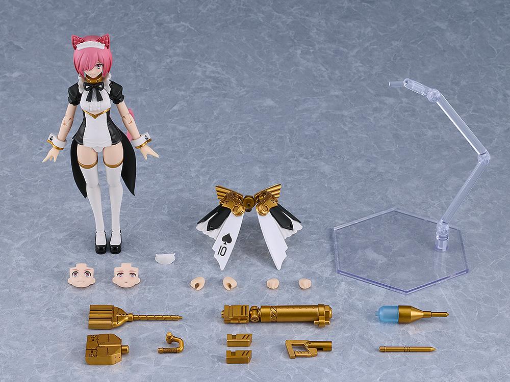 Layout of all parts and accessories included in the Guilty Princess Maidroid Rosalie model kit set.