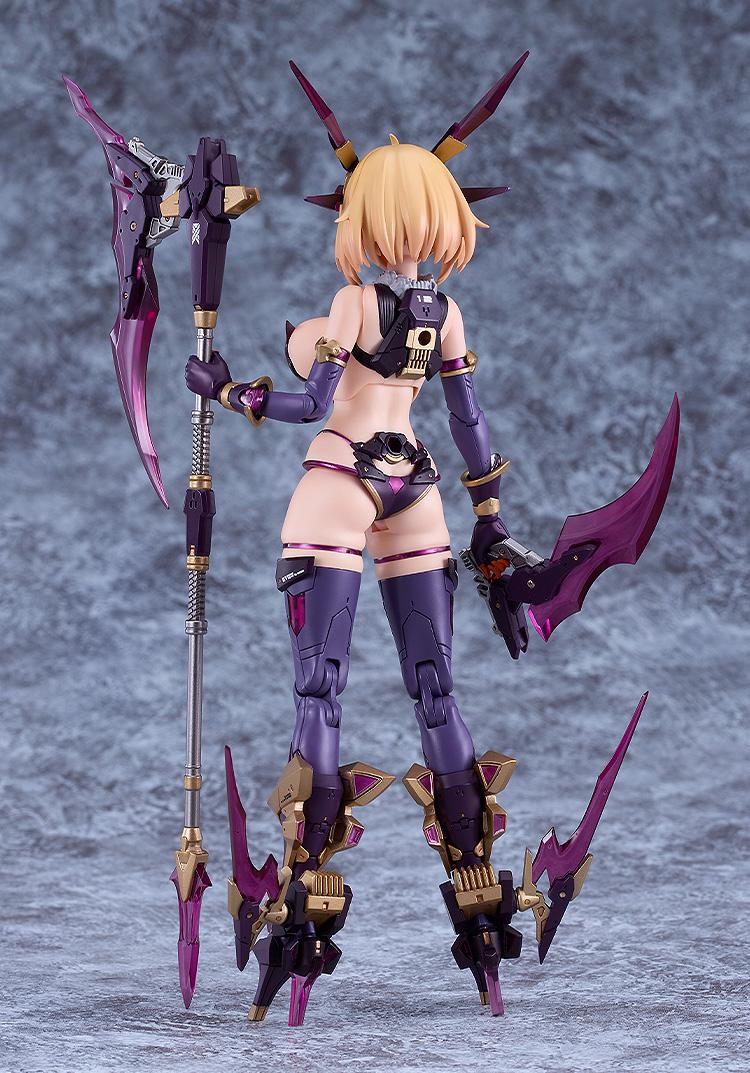 Rear view of the Sophia F. Shirring model kit focusing on the bunny suit design and mechanical leg articulation without the wing units.