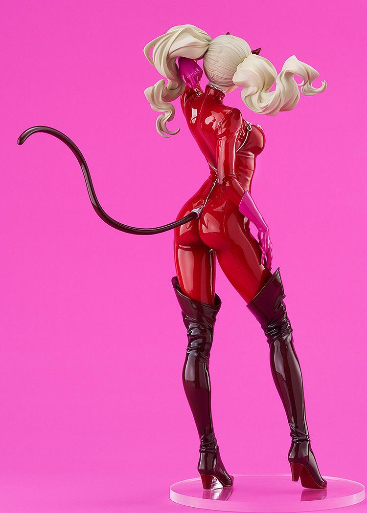 Back view of the Persona 5 Royal Panther figure highlighting the high-gloss finish of the red jumpsuit and detailed blonde pigtails.