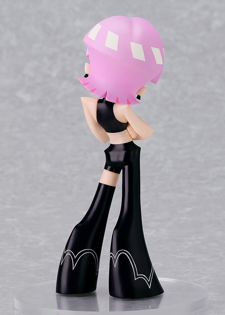 Back angle view of the Pop Up Parade Polyurethane figure highlighting pink hairstyle and back cutouts on a clear base.