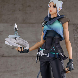Upper body close-up of Jett figure displaying her signature floating blade and swirling wind ability effect