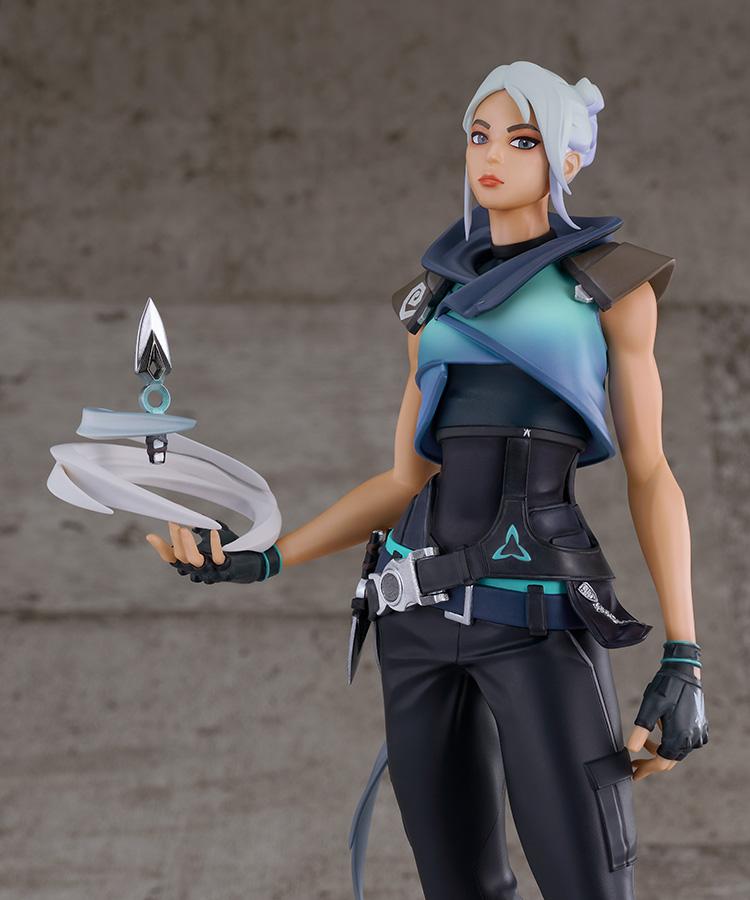 Upper body close-up of Jett figure displaying her signature floating blade and swirling wind ability effect
