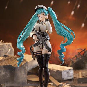 Privaty figma standing with eyes closed, capturing her iconic tsundere personality from the NIKKE game.