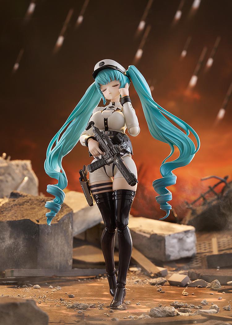 Privaty figma standing with eyes closed, capturing her iconic tsundere personality from the NIKKE game.
