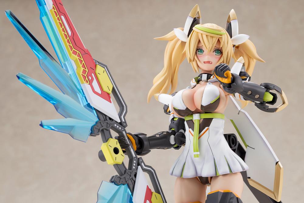 Close-up action shot of the Grande Gene Stellatears figure showing the detailed printing of the sad, crying face expression while holding the translucent blue energy weapon.