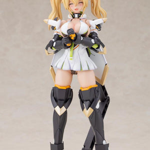 Front view of the Phantasy Star Online 2 es Grande Gene Stellatears Version model kit attached to a black circular display stand against a neutral background.