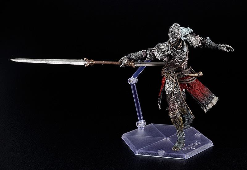 Articulated figma Raging Wolf action figure in a dynamic lunging stance, thrusting a long silver twinblade spear weapon forward.