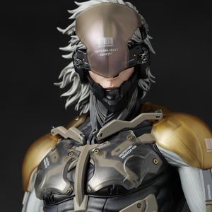 Close-up of the interchangeable head part featuring Raiden's visor lowered for tactical display.