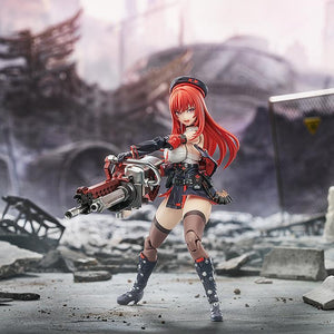 Rapi: Red Hood figure in a wide-legged stance aiming the Seven Dwarves Zero weapon.