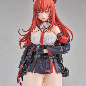 Close-up of Rapi: Red Hood action figure featuring the optional blushing face plate and hand-on-chest pose.