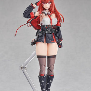 Poseable Rapi: Red Hood figure performing a military salute with a serious facial expression.