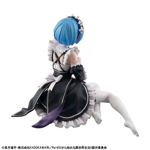 Rear view of the palm-size Rem figure showing the detailed maid dress ribbons and headpiece.