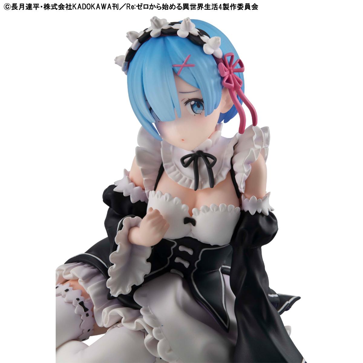 Portrait detail of the Rem figure, showcasing the high-quality paint application on her face and hair.