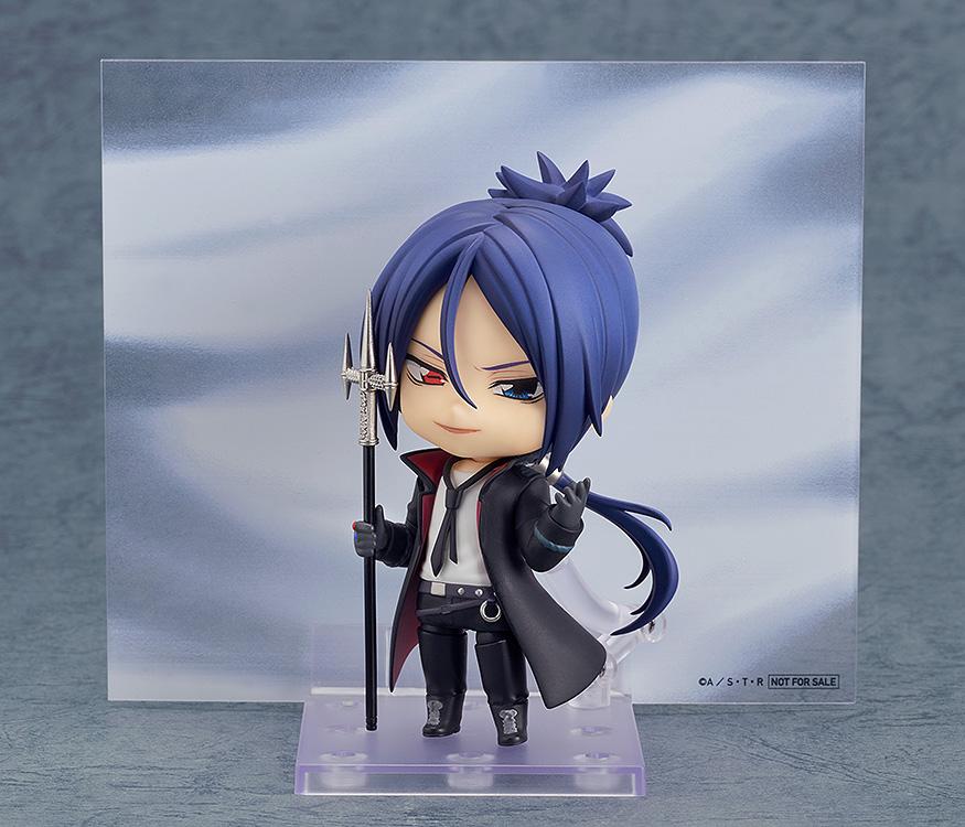 REBORN! Mukuro Rokudo Nendoroid figure holding trident upright in front of mist background effect sheet.