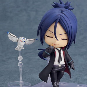 Mukuro Rokudo Ten Years Later Nendoroid with mocking closed-eye expression posing alongside Mist Owl Mukurou.
