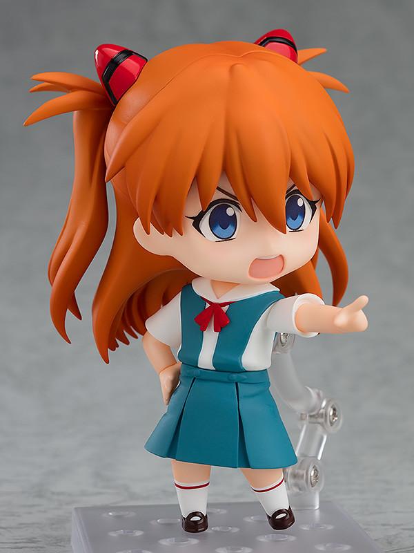 Asuka Shikinami Langley Nendoroid figure with an angry expression pointing her finger forward