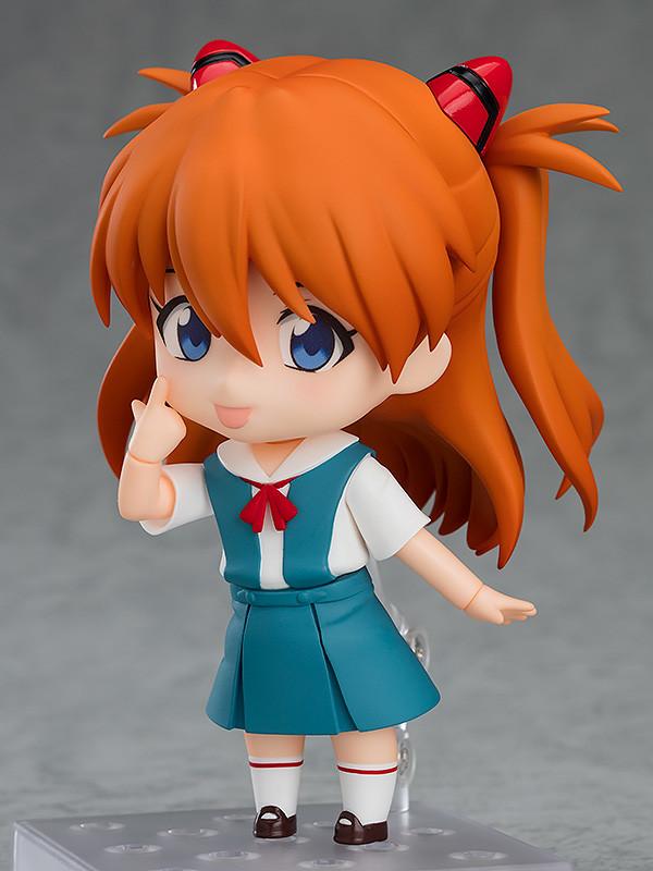 Asuka Shikinami Langley Nendoroid figure featuring her playful face plate pulling her eyelid down and sticking out her tongue