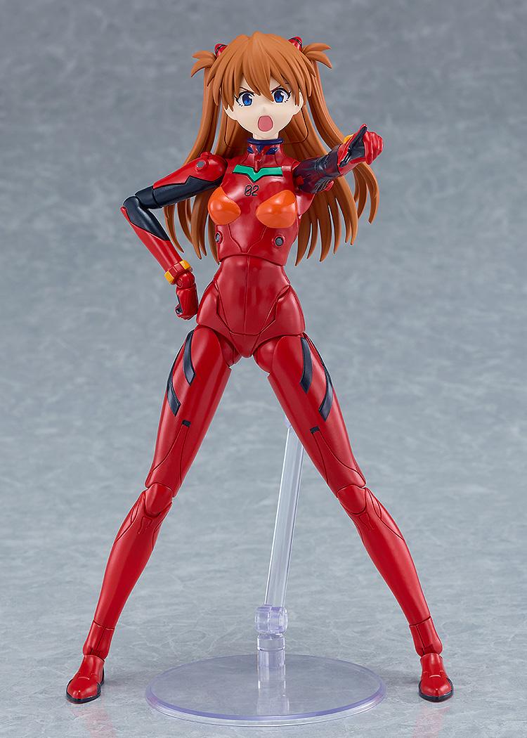 PLAMATEA Asuka Shikinami Langley model kit figure pointing forward with shouting face plate.