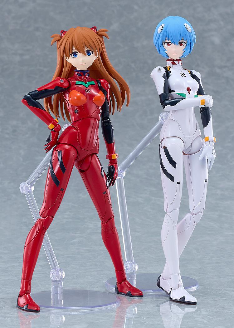 Side-by-side display of the PLAMATEA Asuka Shikinami Langley and Rei Ayanami model kits.