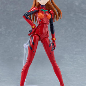 Rebuild of Evangelion PLAMATEA Asuka Shikinami Langley model kit in red plugsuit standing with hand on hip on display stand.