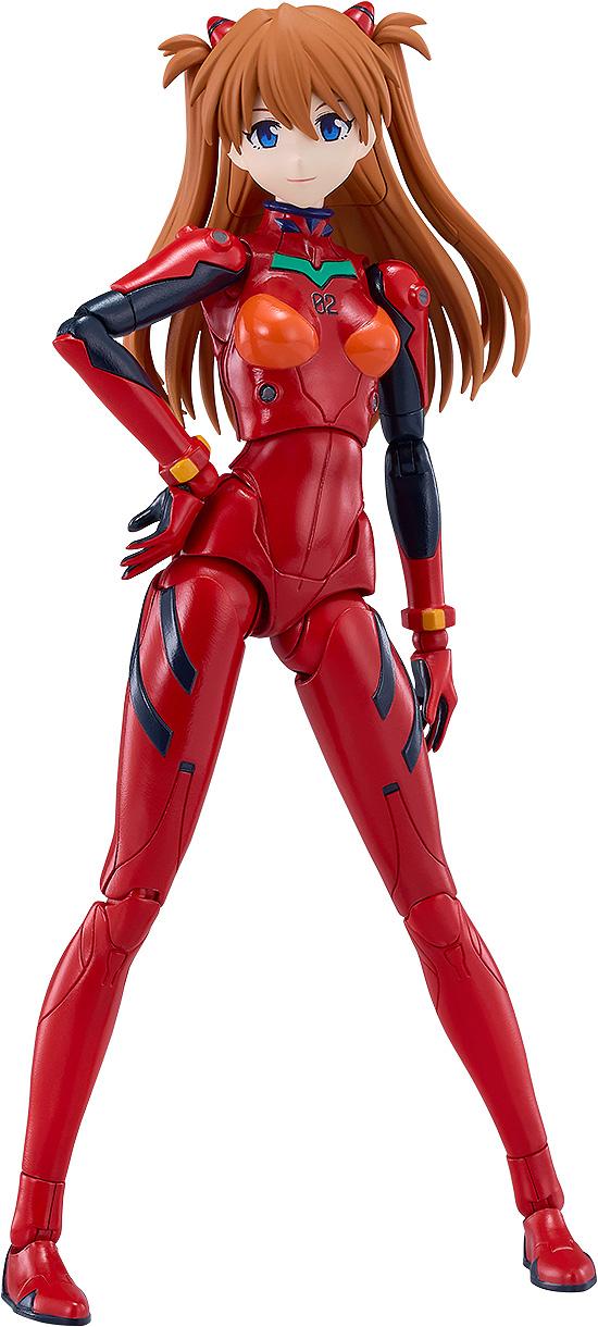 Studio cutout photo of the Rebuild of Evangelion PLAMATEA Asuka Shikinami Langley model kit on a white background.
