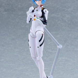 PLAMATEA Rei Ayanami model kit figure featuring a smiling face plate while holding a glasses case accessory.