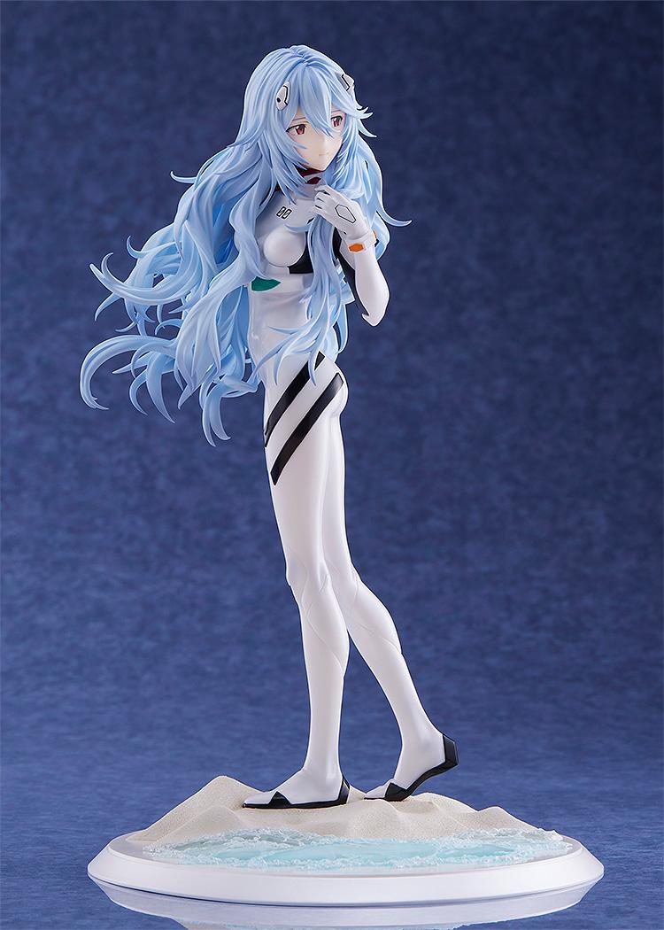 Side profile of the Rei Ayanami Voyage End figure, showcasing the 10.23-inch tall sculpt and the contemplative expression based on the anime film.