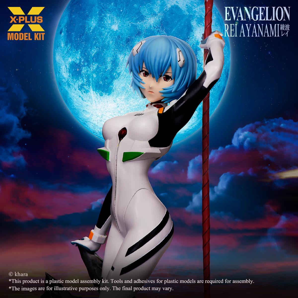 Detailed close-up of Rei Ayanami's face featuring pre-applied tampo-printed eyes for high precision.